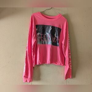 Selena Quintanilla "Dreaming Of You" Bright Pink  Long Sleeve Crop Top XXL